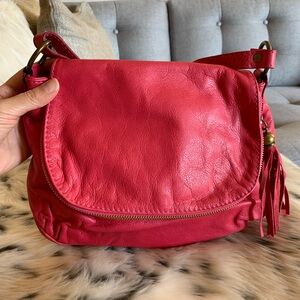 LIKE NEW Blue Lemon Paris Hot Pink Real Leather Crossbody Handbag with Tassel!